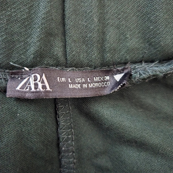 Zara Dark Green Pull On Wide Leg Pants Size LARGE - Picture 5 of 12